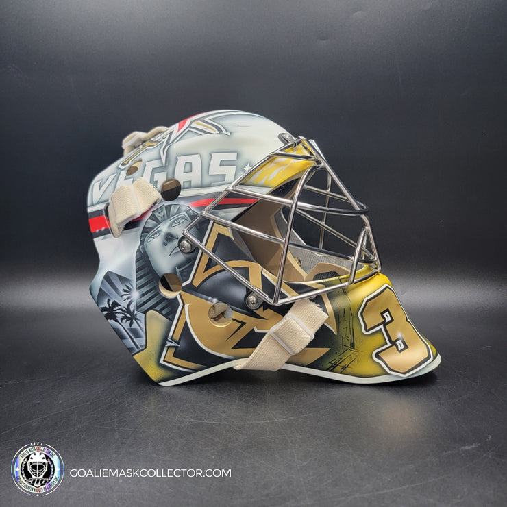 Logan Thompson Goalie Mask Unsigned Las Vegas 2023 EGYPTIAN Tribute