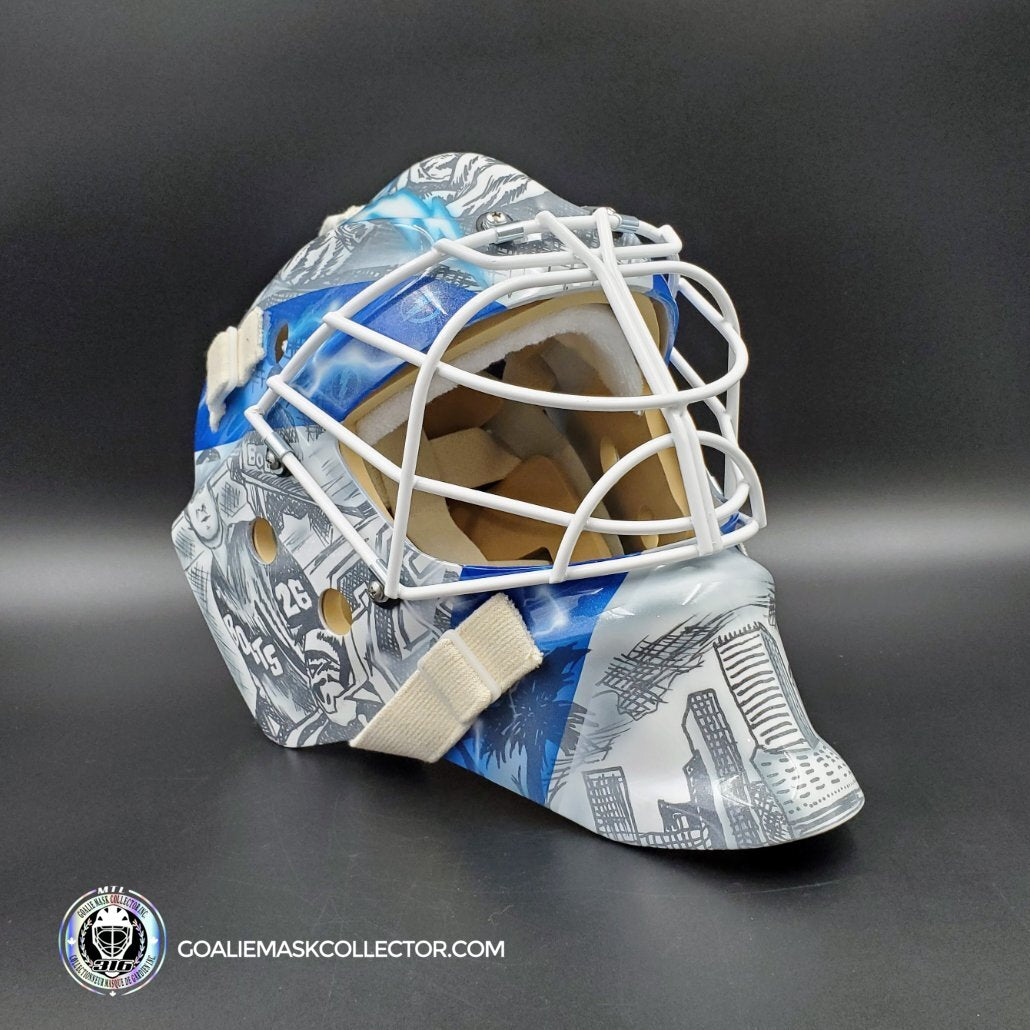 Louis Dominingue Goalie Mask Unsigned 2018 Tampa Bay Legends Tribute