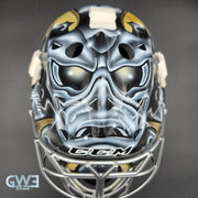 Marc-Andre Fleury Goalie Mask Game Issued 2015 Pittsburgh Penguins Made by Lefevre Painted by Griff Stephane Bergeron on CCM Shell AS-02962