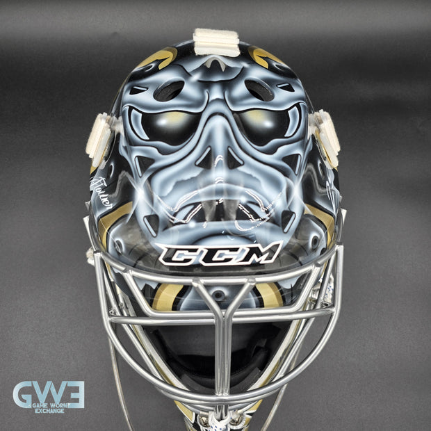 Marc-Andre Fleury Goalie Mask Game Issued 2015 Pittsburgh Penguins Made by Lefevre Painted by Griff Stephane Bergeron on CCM Shell AS-02962