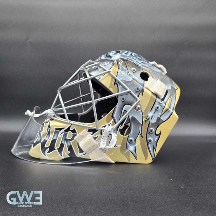 Marc-Andre Fleury Goalie Mask Game Issued 2015 Pittsburgh Penguins Made by Lefevre Painted by Griff Stephane Bergeron on CCM Shell AS-02962