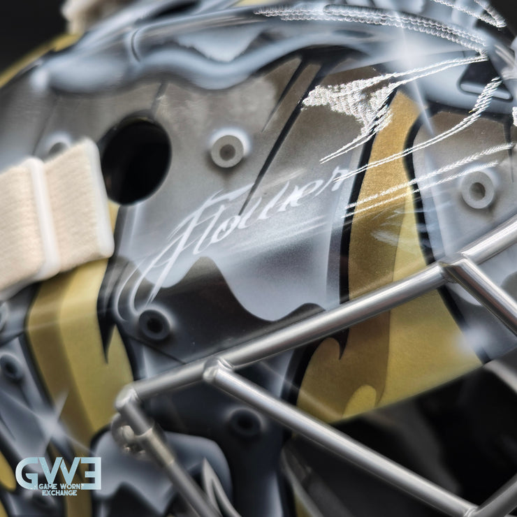 Marc-Andre Fleury Goalie Mask Game Issued 2015 Pittsburgh Penguins Made by Lefevre Painted by Griff Stephane Bergeron on CCM Shell AS-02962