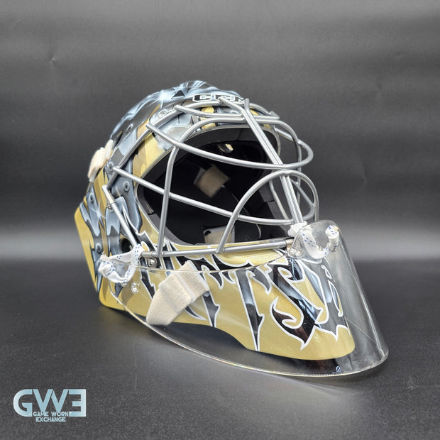 Marc-Andre Fleury Goalie Mask Game Issued 2015 Pittsburgh Penguins Made by Lefevre Painted by Griff Stephane Bergeron on CCM Shell AS-02962