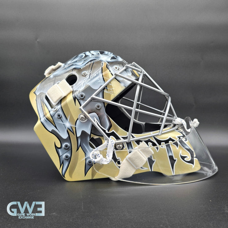 Marc-Andre Fleury Goalie Mask Game Issued 2015 Pittsburgh Penguins Made by Lefevre Painted by Griff Stephane Bergeron on CCM Shell AS-02962