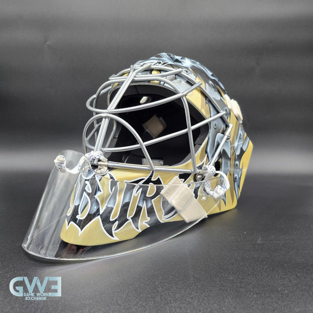 Marc-Andre Fleury Goalie Mask Game Issued 2015 Pittsburgh Penguins Made by Lefevre Painted by Griff Stephane Bergeron on CCM Shell AS-02962