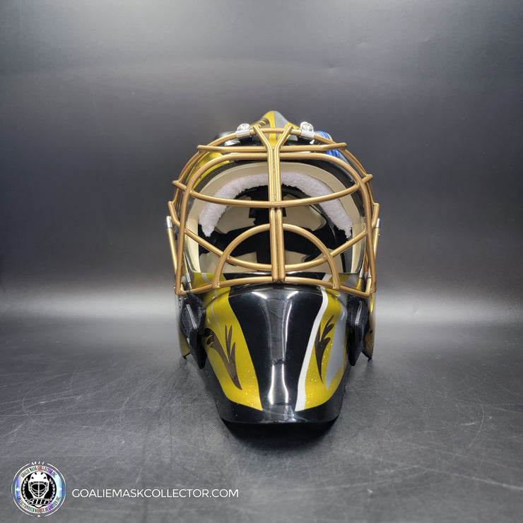 Marc-Andre Fleury Goalie Mask Unsigned 2017 Las Vegas First Year Edition Tribute + Powder Coated Gold Grill