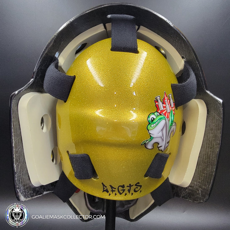 Marc-Andre Fleury Goalie Mask Unsigned 2017 Las Vegas First Year Edition Tribute + Powder Coated Gold Grill