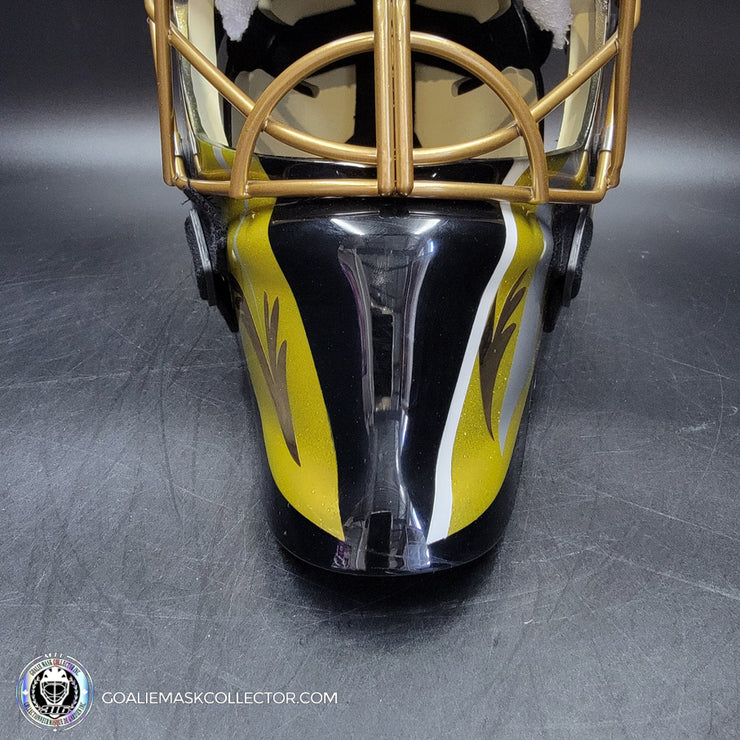 Marc-Andre Fleury Goalie Mask Unsigned 2017 Las Vegas First Year Edition Tribute + Powder Coated Gold Grill