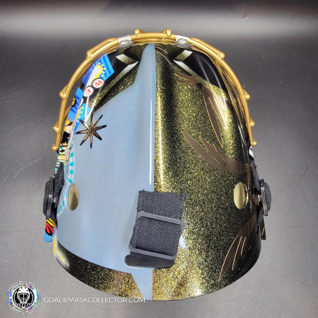 Marc-Andre Fleury Goalie Mask Unsigned 2020 Las Vegas Tribute + Powder Coated Gold Grill