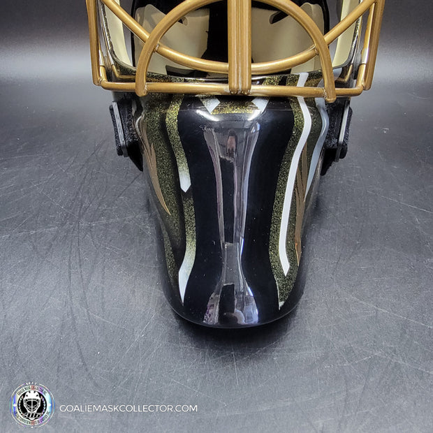 Marc-Andre Fleury Goalie Mask Unsigned 2020 Las Vegas Tribute + Powder Coated Gold Grill