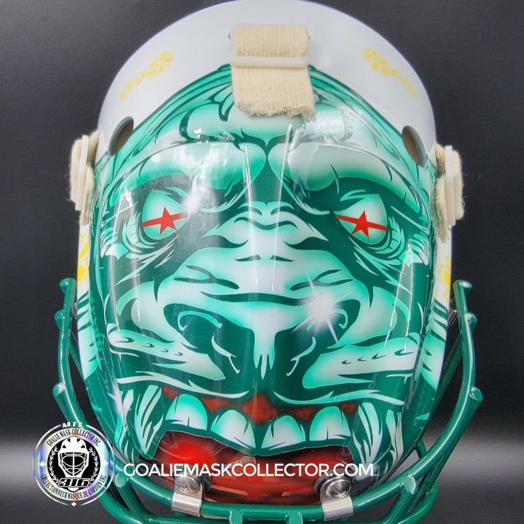 Marc-Andre Fleury Goalie Mask Unsigned 2024-25 Minnesota FINAL Season V2 White Tribute