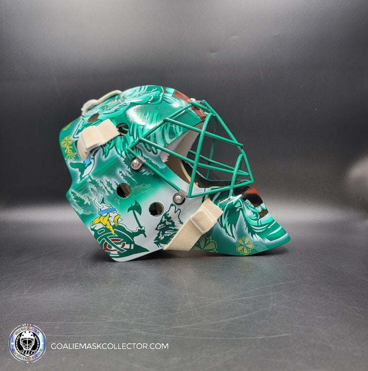 Marc-Andre Fleury Goalie Mask Unsigned 2024-25 Minnesota FINAL Season V1 Green Tribute