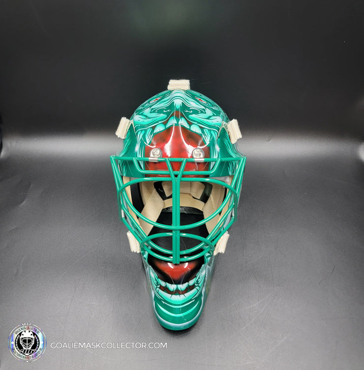 Marc-Andre Fleury Goalie Mask Unsigned 2024-25 Minnesota FINAL Season V1 Green Tribute
