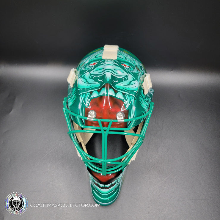 Marc-Andre Fleury Goalie Mask Unsigned 2024-25 Minnesota FINAL Season V1 Green Tribute
