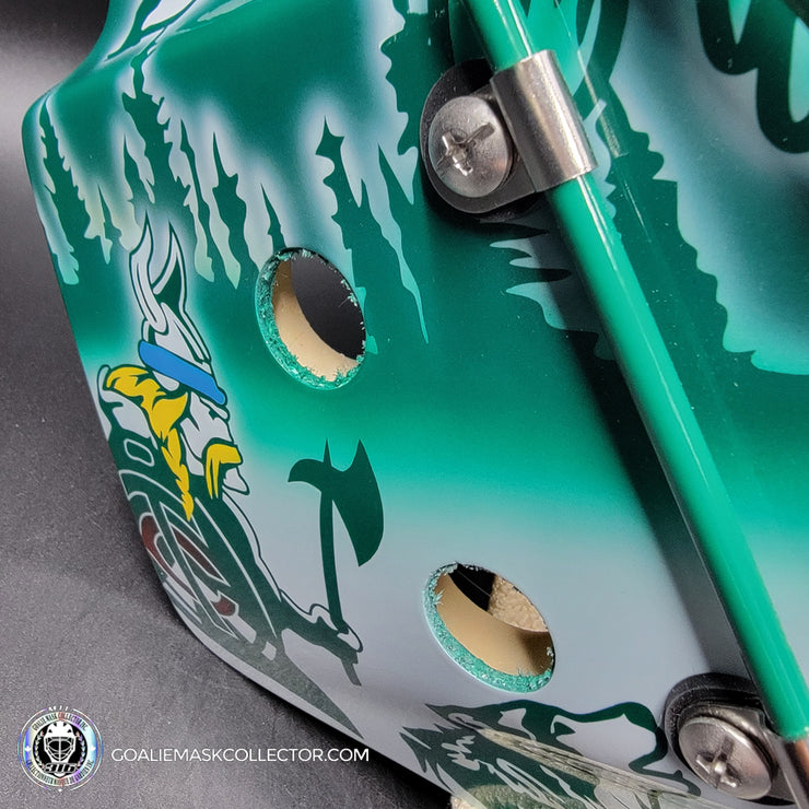 Marc-Andre Fleury Goalie Mask Unsigned 2024-25 Minnesota FINAL Season V1 Green Tribute