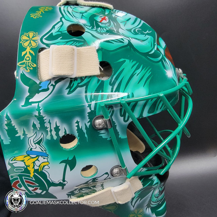 Marc-Andre Fleury Goalie Mask Unsigned 2024-25 Minnesota FINAL Season V1 Green Tribute