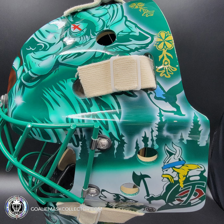 Marc-Andre Fleury Goalie Mask Unsigned 2024-25 Minnesota FINAL Season V1 Green Tribute