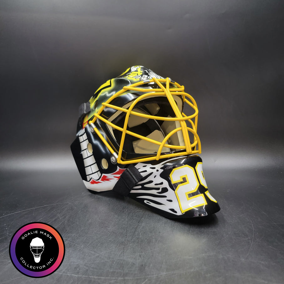 Marc-Andre Fleury Goalie Mask Unsigned Cape Breton Screaming Eagles With Yellow Cat-Eye Grill Tribute