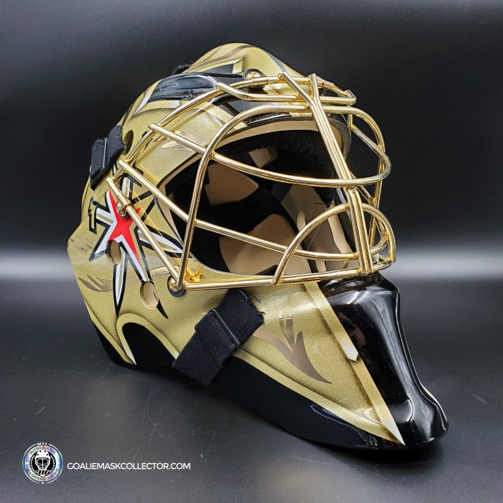 Marc-Andre Fleury Goalie Mask Unsigned Premium Las Vegas 2020 Tribute + 24k Gold Plated Grill