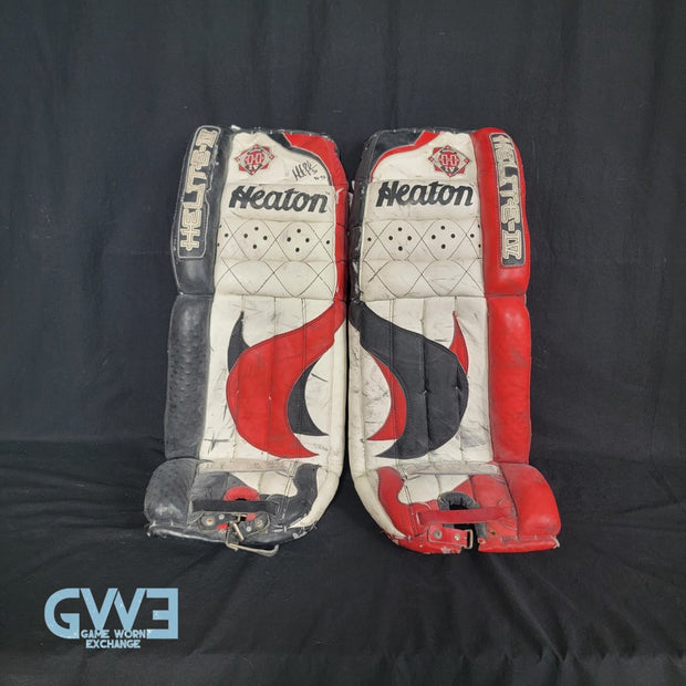 Martin Brodeur Game Used Goalie Pads 1996-97 New Jersey Devils Heaton Helite IV Photo-Matched AS-03492