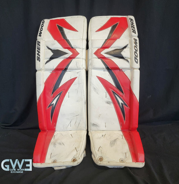 Martin Brodeur Style Goalie Pads 2010 Team Canada Olympics & 2009-10 New Jersey Devils Tribute Sherwood Model AS-03151