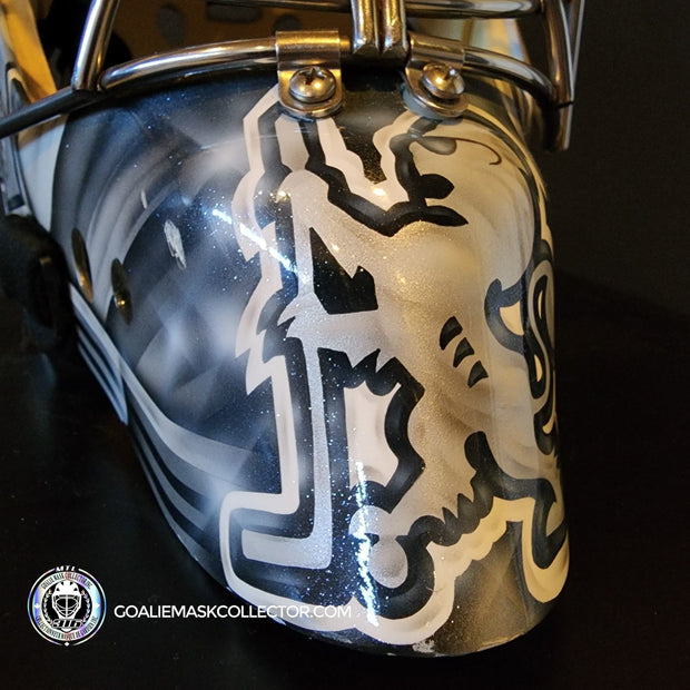 Martin Jones Game Worn Goalie Mask 2014-15 Los Angeles Kings & Team Canada World Championship Vaughn Dom Malerba 2014-AS-02579