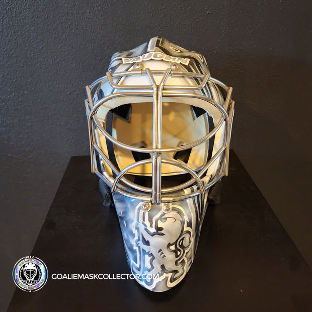 Martin Jones Game Worn Goalie Mask 2014-15 Los Angeles Kings & Team Canada World Championship Vaughn Dom Malerba 2014-AS-02579