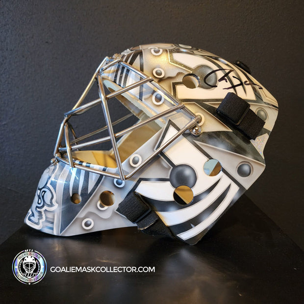 Martin Jones Game Worn Goalie Mask 2014-15 Los Angeles Kings & Team Canada World Championship Vaughn Dom Malerba 2014-AS-02579