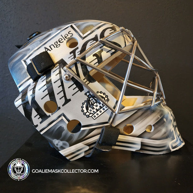 Martin Jones Game Worn Goalie Mask 2014-15 Los Angeles Kings & Team Canada World Championship Vaughn Dom Malerba 2014-AS-02579