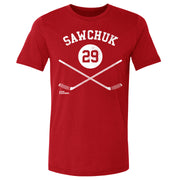Terry Sawchuk Detroit 29 Sticks WHT