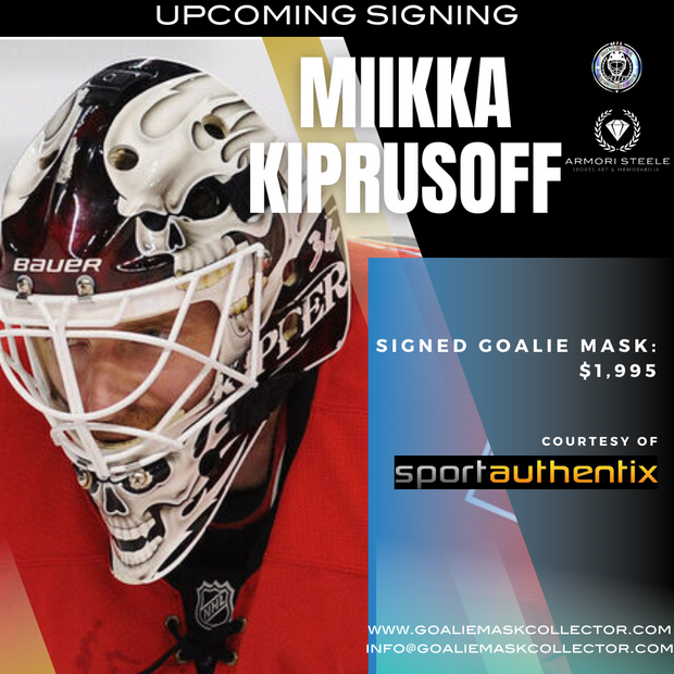 Upcoming Signing: Miikka Kiprusoff Signed Goalie Mask Tribute Signature Edition Autographed - COMPLETE