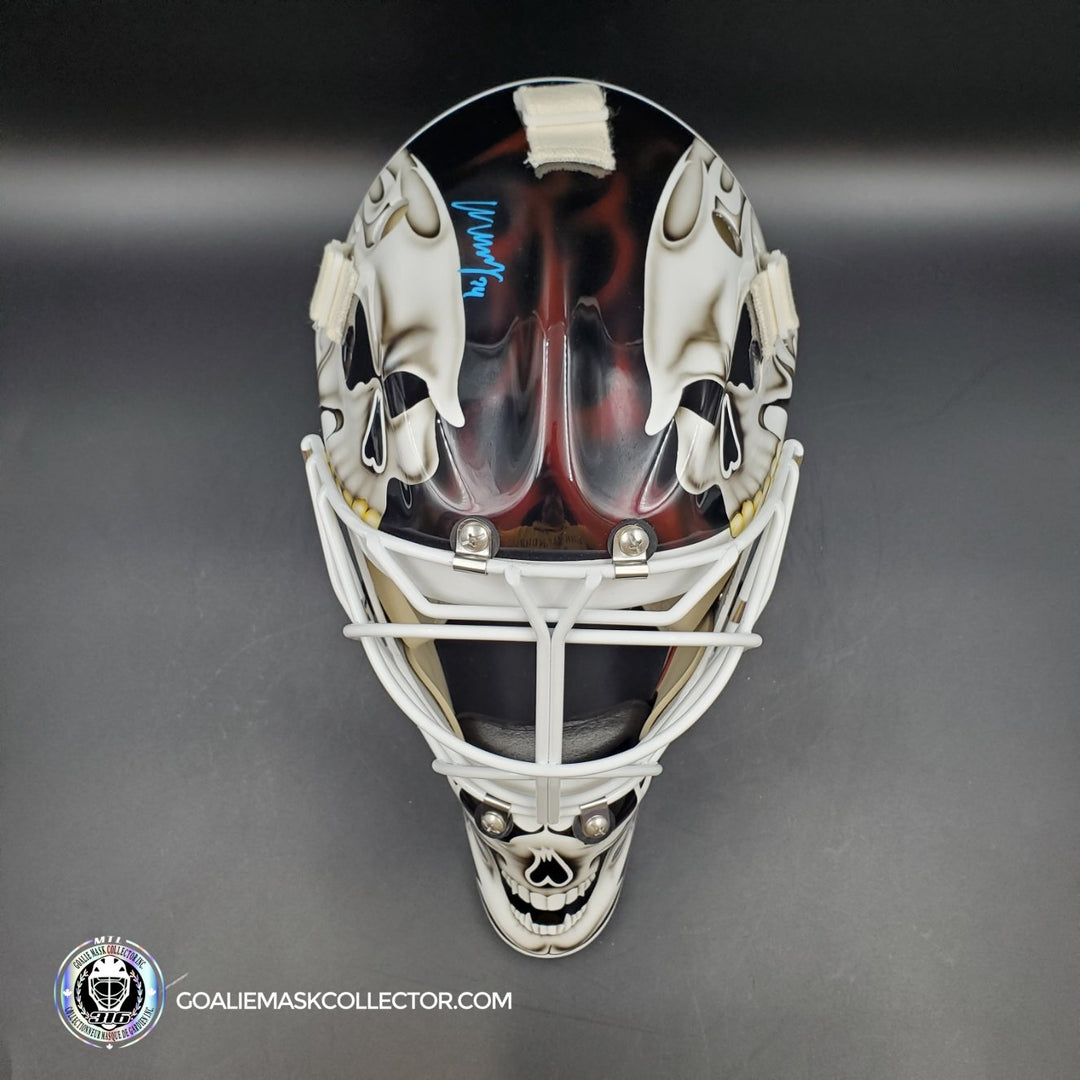 Miikka Kipper Kiprusoff Signed Goalie Mask Calgary V4 2012 White