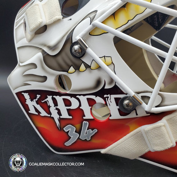 Miikka Kipper Kiprusoff Signed Goalie Mask Calgary 2010 V3 Red Skull Signature Edition Autographed