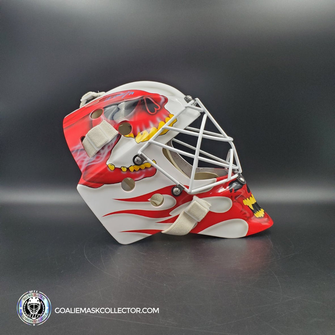 Miikka Kipper Kiprusoff Signed Goalie Mask Calgary V2 Flame Skull