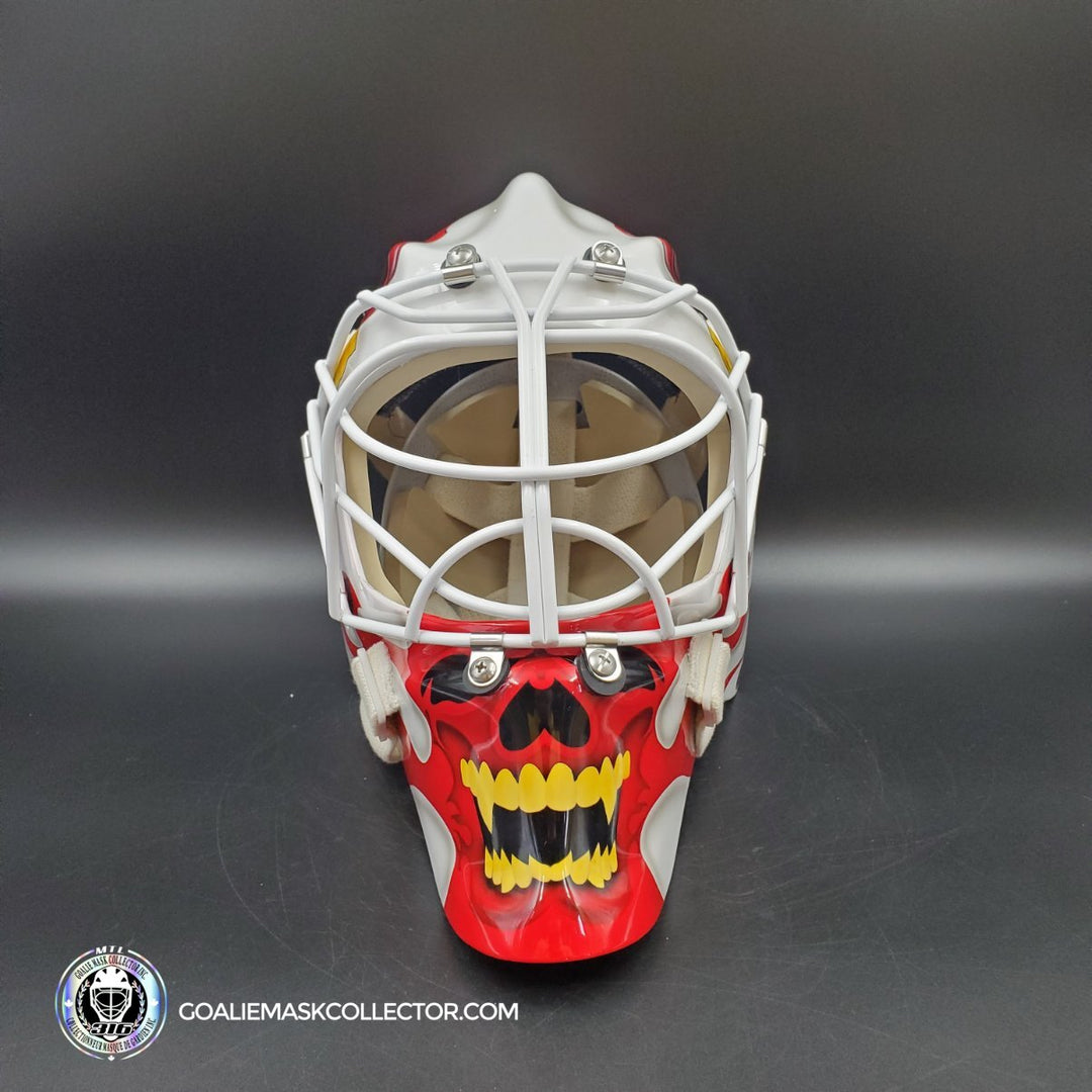 Miikka Kipper Kiprusoff Signed Goalie Mask Calgary V2 Flame Skull