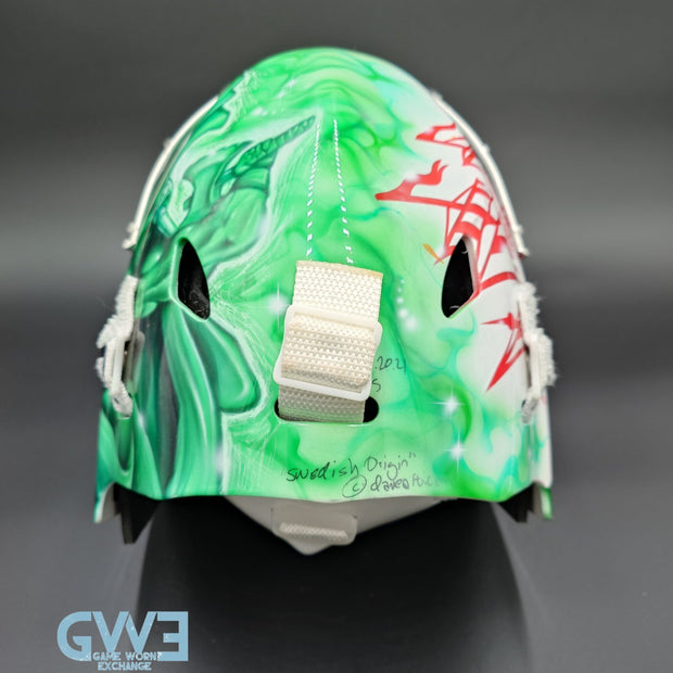 Mikael Tellqvist Goalie Mask Game Worn 2009-10 KHL AK-BARS Kazan Reebok and DaveArt Photo-Matched AS-03403