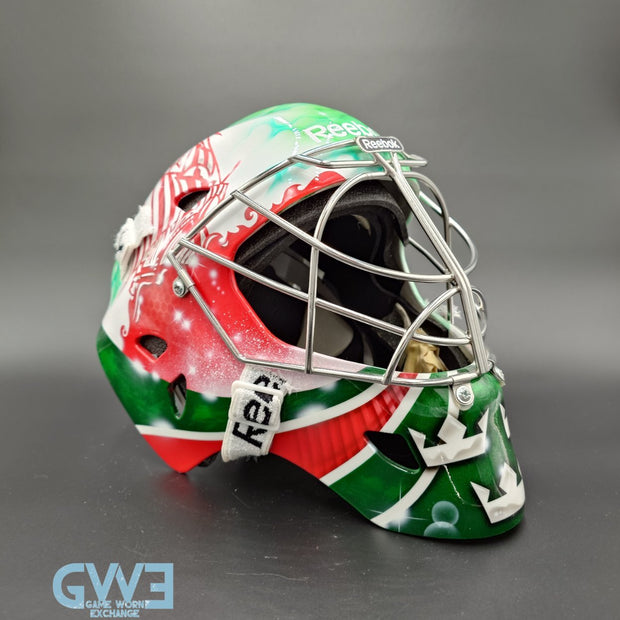 Mikael Tellqvist Goalie Mask Game Worn 2009-10 KHL AK-BARS Kazan Reebok and DaveArt Photo-Matched AS-03403