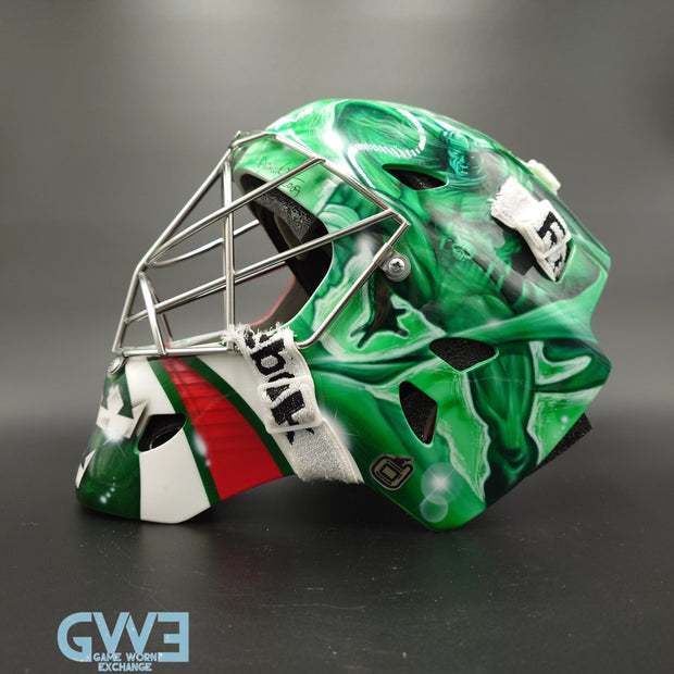 Mikael Tellqvist Goalie Mask Game Worn 2009-10 KHL AK-BARS Kazan Reebok and DaveArt Photo-Matched AS-03403