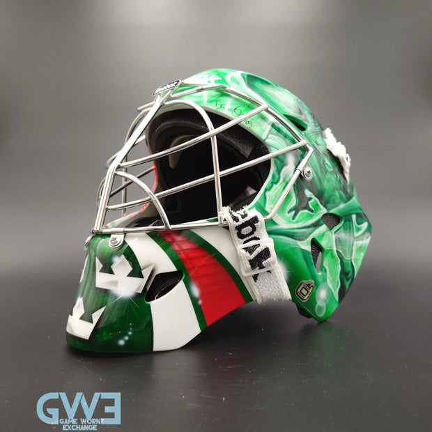 Mikael Tellqvist Goalie Mask Game Worn 2009-10 KHL AK-BARS Kazan Reebok and DaveArt Photo-Matched AS-03403