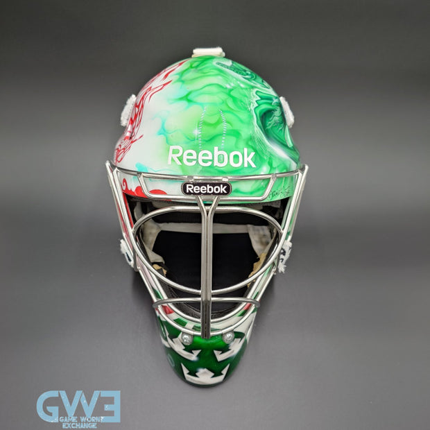 Mikael Tellqvist Goalie Mask Game Worn 2009-10 KHL AK-BARS Kazan Reebok and DaveArt Photo-Matched AS-03403