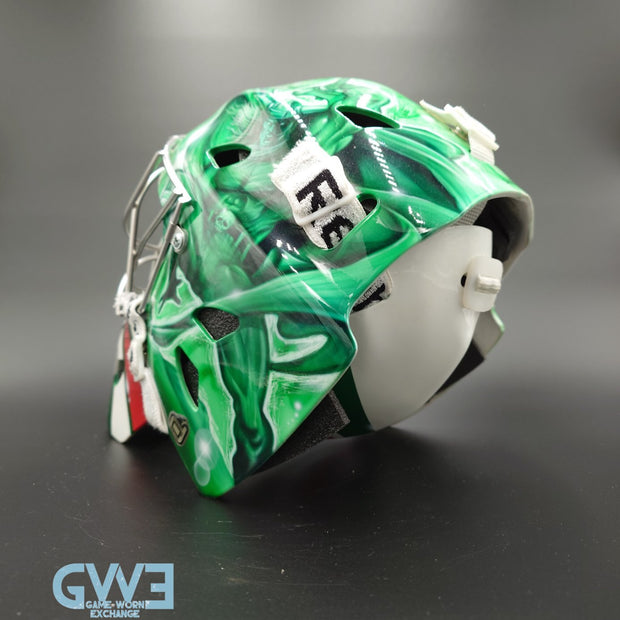 Mikael Tellqvist Goalie Mask Game Worn 2009-10 KHL AK-BARS Kazan Reebok and DaveArt Photo-Matched AS-03403
