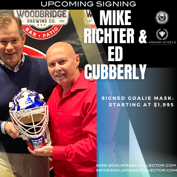 Upcoming Signing: Mike Richter & Ed Cubberly Duo Signed Goalie Mask Tribute Signature Edition Autographed