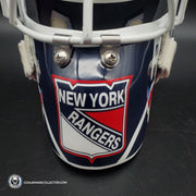 Mike Richter Ed Cubberly Goalie Mask Game Worn By Jon Hillebrandt AHL Refurbished Signed by Mike Richter And Jon Hillebrandt - AS-02320