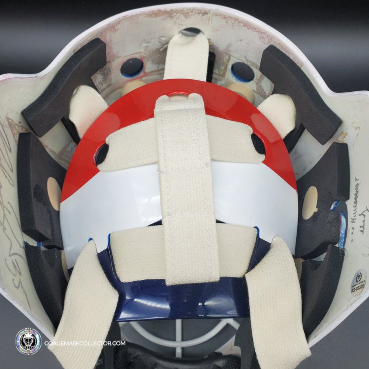 Mike Richter Ed Cubberly Goalie Mask Game Worn By Jon Hillebrandt AHL Refurbished Signed by Mike Richter And Jon Hillebrandt - AS-02320