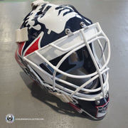 Mike Richter Ed Cubberly Goalie Mask Game Worn By Jon Hillebrandt AHL Refurbished Signed by Mike Richter And Jon Hillebrandt - AS-02320