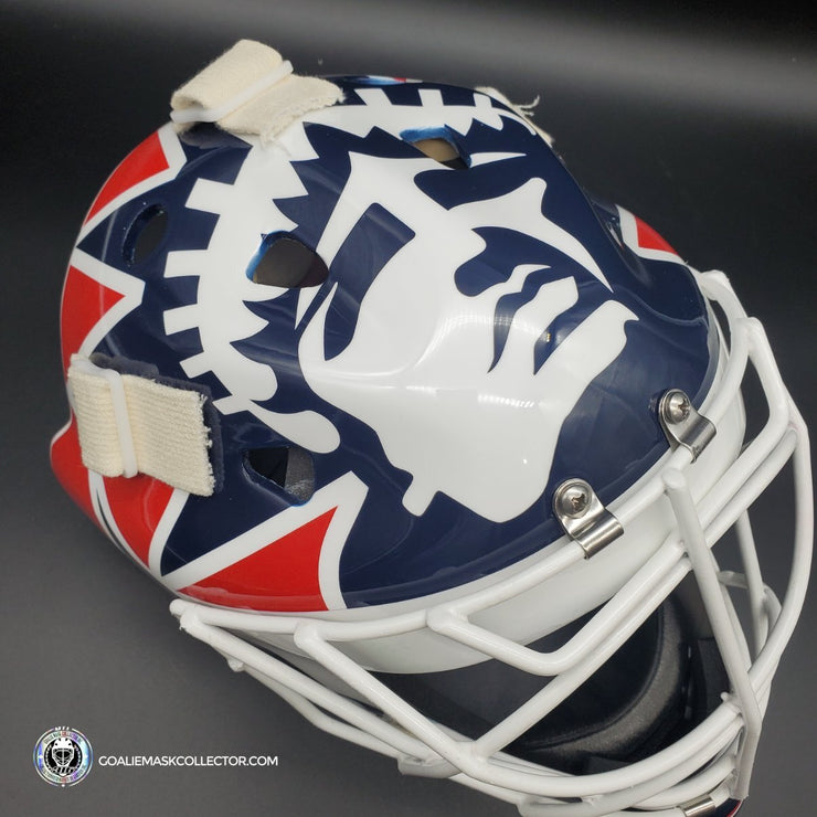 Mike Richter Ed Cubberly Goalie Mask Game Worn By Jon Hillebrandt AHL Refurbished Signed by Mike Richter And Jon Hillebrandt - AS-02320