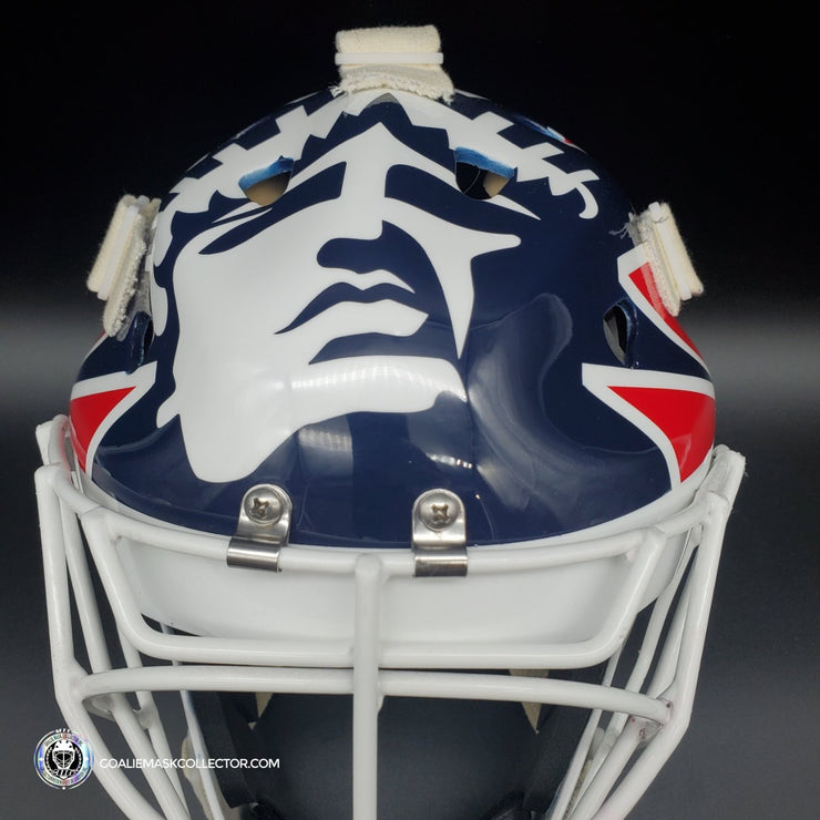 Mike Richter Ed Cubberly Goalie Mask Game Worn By Jon Hillebrandt AHL Refurbished Signed by Mike Richter And Jon Hillebrandt - AS-02320
