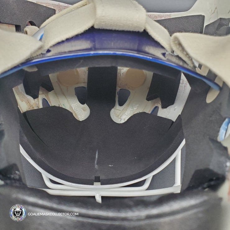 Mike Richter Ed Cubberly Goalie Mask Game Worn By Jon Hillebrandt AHL Refurbished Signed by Mike Richter And Jon Hillebrandt - AS-02320