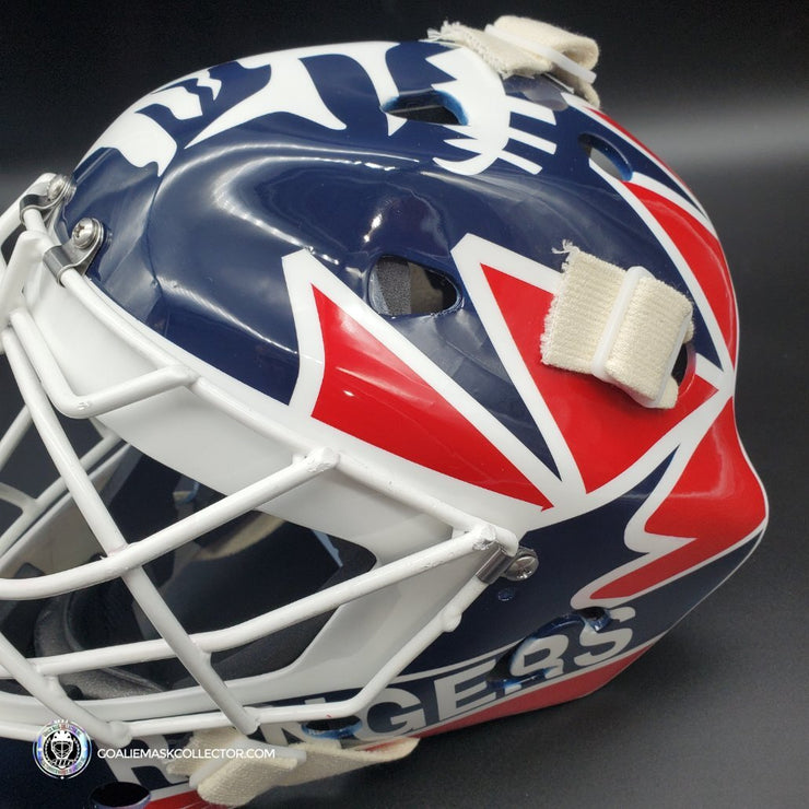 Mike Richter Ed Cubberly Goalie Mask Game Worn By Jon Hillebrandt AHL Refurbished Signed by Mike Richter And Jon Hillebrandt - AS-02320