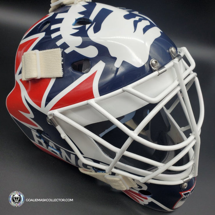 Mike Richter Ed Cubberly Goalie Mask Game Worn By Jon Hillebrandt AHL Refurbished Signed by Mike Richter And Jon Hillebrandt - AS-02320